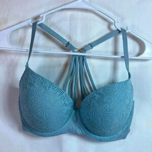 Aerie Real Sunnie Lace Padded Demi Bra in Size 36D.  Light Blue.